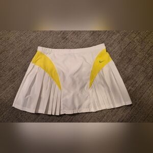 Nike White Pleated Skirt with Orange Logo